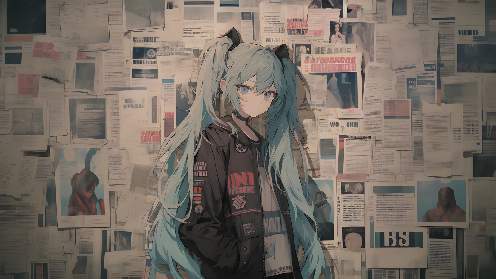 初音报纸墙个性4K动漫电脑壁纸